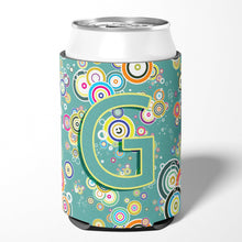 Load image into Gallery viewer, Letter G Circle Circle Teal Initial Alphabet Can or Bottle Hugger CJ2015-GCC
