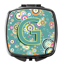 Load image into Gallery viewer, Letter G Circle Circle Teal Initial Alphabet Compact Mirror – Stylish Purse Mirror with Artistic Covers CJ2015-GSCM