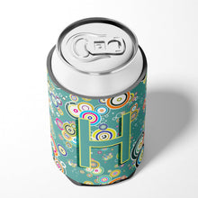 Load image into Gallery viewer, Letter H Circle Circle Teal Initial Alphabet Can or Bottle Hugger CJ2015-HCC