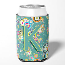 Load image into Gallery viewer, Letter K Circle Circle Teal Initial Alphabet Can or Bottle Hugger CJ2015-KCC