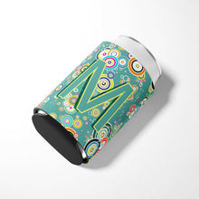 Load image into Gallery viewer, Letter M Circle Circle Teal Initial Alphabet Can or Bottle Hugger CJ2015-MCC