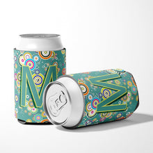 Load image into Gallery viewer, Letter M Circle Circle Teal Initial Alphabet Can or Bottle Hugger CJ2015-MCC