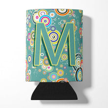 Load image into Gallery viewer, Letter M Circle Circle Teal Initial Alphabet Can or Bottle Hugger CJ2015-MCC