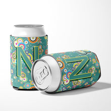 Load image into Gallery viewer, Letter N Circle Circle Teal Initial Alphabet Can or Bottle Hugger CJ2015-NCC