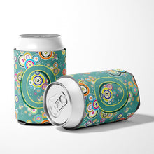 Load image into Gallery viewer, Letter O Circle Circle Teal Initial Alphabet Can or Bottle Hugger CJ2015-OCC