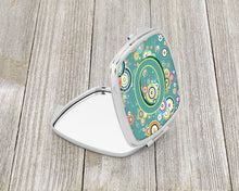 Load image into Gallery viewer, Letter O Circle Circle Teal Initial Alphabet Compact Mirror – Stylish Purse Mirror with Artistic Covers CJ2015-OSCM