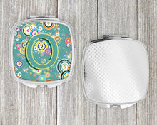 Load image into Gallery viewer, Letter O Circle Circle Teal Initial Alphabet Compact Mirror – Stylish Purse Mirror with Artistic Covers CJ2015-OSCM