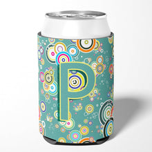 Load image into Gallery viewer, Letter P Circle Circle Teal Initial Alphabet Can or Bottle Hugger CJ2015-PCC