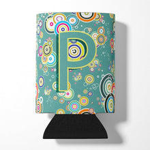 Load image into Gallery viewer, Letter P Circle Circle Teal Initial Alphabet Can or Bottle Hugger CJ2015-PCC