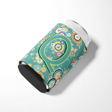 Load image into Gallery viewer, Letter Q Circle Circle Teal Initial Alphabet Can or Bottle Hugger CJ2015-QCC