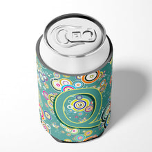 Load image into Gallery viewer, Letter Q Circle Circle Teal Initial Alphabet Can or Bottle Hugger CJ2015-QCC