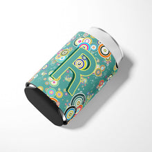 Load image into Gallery viewer, Letter R Circle Circle Teal Initial Alphabet Can or Bottle Hugger CJ2015-RCC