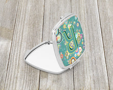Load image into Gallery viewer, Letter R Circle Circle Teal Initial Alphabet Compact Mirror – Stylish Purse Mirror with Artistic Covers CJ2015-RSCM