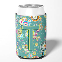 Load image into Gallery viewer, Letter T Circle Circle Teal Initial Alphabet Can or Bottle Hugger CJ2015-TCC
