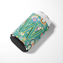 Load image into Gallery viewer, Letter W Circle Circle Teal Initial Alphabet Can or Bottle Hugger CJ2015-WCC