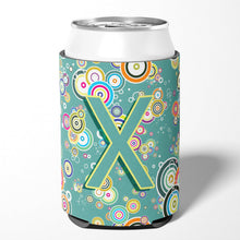 Load image into Gallery viewer, Letter X Circle Circle Teal Initial Alphabet Can or Bottle Hugger CJ2015-XCC
