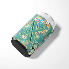 Load image into Gallery viewer, Letter X Circle Circle Teal Initial Alphabet Can or Bottle Hugger CJ2015-XCC