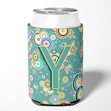 Load image into Gallery viewer, Letter Y Circle Circle Teal Initial Alphabet Can or Bottle Hugger CJ2015-YCC
