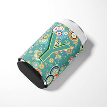 Load image into Gallery viewer, Letter Y Circle Circle Teal Initial Alphabet Can or Bottle Hugger CJ2015-YCC