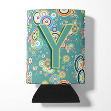 Load image into Gallery viewer, Letter Y Circle Circle Teal Initial Alphabet Can or Bottle Hugger CJ2015-YCC