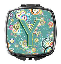 Load image into Gallery viewer, Letter Y Circle Circle Teal Initial Alphabet Compact Mirror – Stylish Purse Mirror with Artistic Covers CJ2015-YSCM
