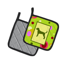 Load image into Gallery viewer, Lime Green Dots American Foxhound Pot Holders - Set of 2 - Heat-Resistant Kitchen Essentials CK1006PTHD