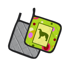 Load image into Gallery viewer, Lime Green Dots Borzoi Pot Holders - Set of 2 - Heat-Resistant Kitchen Essentials CK1016PTHD