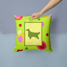 Load image into Gallery viewer, Lime Green Dots English Setter Throw Pillow - 14x14 Decorative Pillow – Art for Your Home &amp; Patio CK1028PW1414
