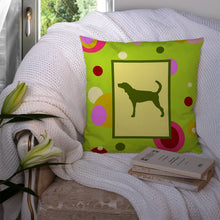 Load image into Gallery viewer, Lime Green Dots Plott Hound Throw Pillow - 14x14 Decorative Pillow – Art for Your Home &amp; Patio CK1051PW1414