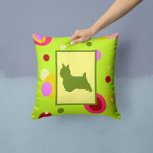Load image into Gallery viewer, Lime Green Dots Norwich Terrier Throw Pillow - 14x14 Decorative Pillow – Art for Your Home &amp; Patio CK1056PW1414