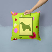 Load image into Gallery viewer, Lime Green Dots Welch Springer Spaniel Throw Pillow - 14x14 Decorative Pillow – Art for Your Home &amp; Patio CK1064PW1414