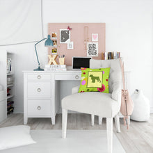 Load image into Gallery viewer, Lime Green Dots Black Russian Terrier Throw Pillow - 14x14 Decorative Pillow – Art for Your Home &amp; Patio CK1074PW1414