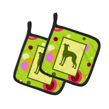 Load image into Gallery viewer, Lime Green Dots Italian Greyhound Pot Holders - Set of 2 - Heat-Resistant Kitchen Essentials CK1102PTHD