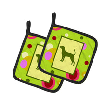 Load image into Gallery viewer, Lime Green Dots Coonhound Pot Holders - Set of 2 - Heat-Resistant Kitchen Essentials CK1118PTHD