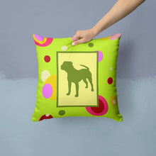 Load image into Gallery viewer, Lime Green Dots Pit Bull Throw Pillow - 14x14 Decorative Pillow – Art for Your Home &amp; Patio CK1153PW1414