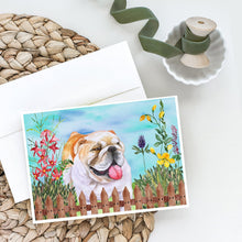 Load image into Gallery viewer, English Bulldog Spring Greeting Cards -  Blank Note Cards – 8-Pack of Artist-Designed Cards with Envelopes