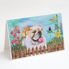 Load image into Gallery viewer, English Bulldog Spring Greeting Cards -  Blank Note Cards – 8-Pack of Artist-Designed Cards with Envelopes