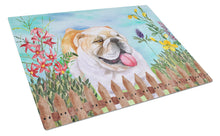 Load image into Gallery viewer, English Bulldog Spring Glass Cutting Boards – Durable, Decorative Kitchen Art Large CK1201LCB