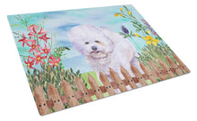 Load image into Gallery viewer, Bichon Frise Spring Glass Cutting Boards – Durable, Decorative Kitchen Art Large CK1210LCB