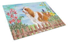 Load image into Gallery viewer, Cavalier Spaniel Spring Glass Cutting Boards – Durable, Decorative Kitchen Art Large CK1225LCB