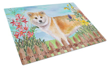 Load image into Gallery viewer, Shiba Inu Spring Glass Cutting Boards – Durable, Decorative Kitchen Art Large CK1240LCB