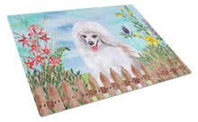 Load image into Gallery viewer, Medium White Poodle Spring Glass Cutting Boards – Durable, Decorative Kitchen Art Large CK1245LCB