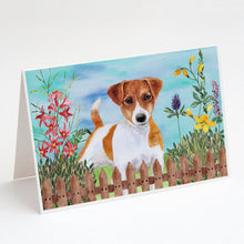 Load image into Gallery viewer, Jack Russell Terrier Spring Greeting Cards -  Blank Note Cards – 8-Pack of Artist-Designed Cards with Envelopes