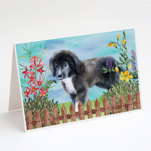 Load image into Gallery viewer, Newfoundland Puppy Spring Greeting Cards -  Blank Note Cards – 8-Pack of Artist-Designed Cards with Envelopes