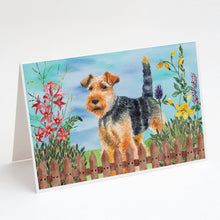 Load image into Gallery viewer, Welsh Terrier Spring Greeting Cards -  Blank Note Cards – 8-Pack of Artist-Designed Cards with Envelopes