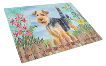 Load image into Gallery viewer, Welsh Terrier Spring Glass Cutting Boards – Durable, Decorative Kitchen Art Large CK1262LCB