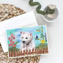 Load image into Gallery viewer, Westie Spring Greeting Cards -  Blank Note Cards – 8-Pack of Artist-Designed Cards with Envelopes