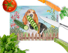 Load image into Gallery viewer, Basset Hound Spring Glass Cutting Boards – Durable, Decorative Kitchen Art Large CK1266LCB