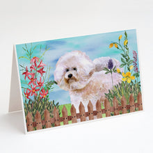 Load image into Gallery viewer, Bichon Frise #2 Spring Greeting Cards -  Blank Note Cards – 8-Pack of Artist-Designed Cards with Envelopes