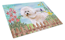 Load image into Gallery viewer, Bichon Frise #2 Spring Glass Cutting Boards – Durable, Decorative Kitchen Art Large CK1267LCB